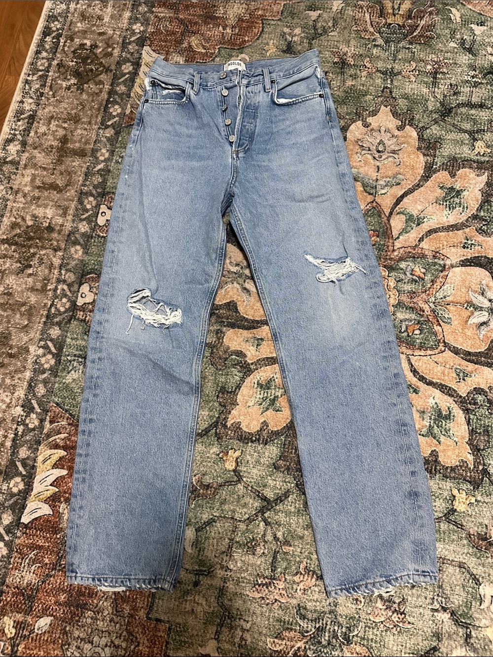 Agolde Light Blue Distressed High-Rise Jeans